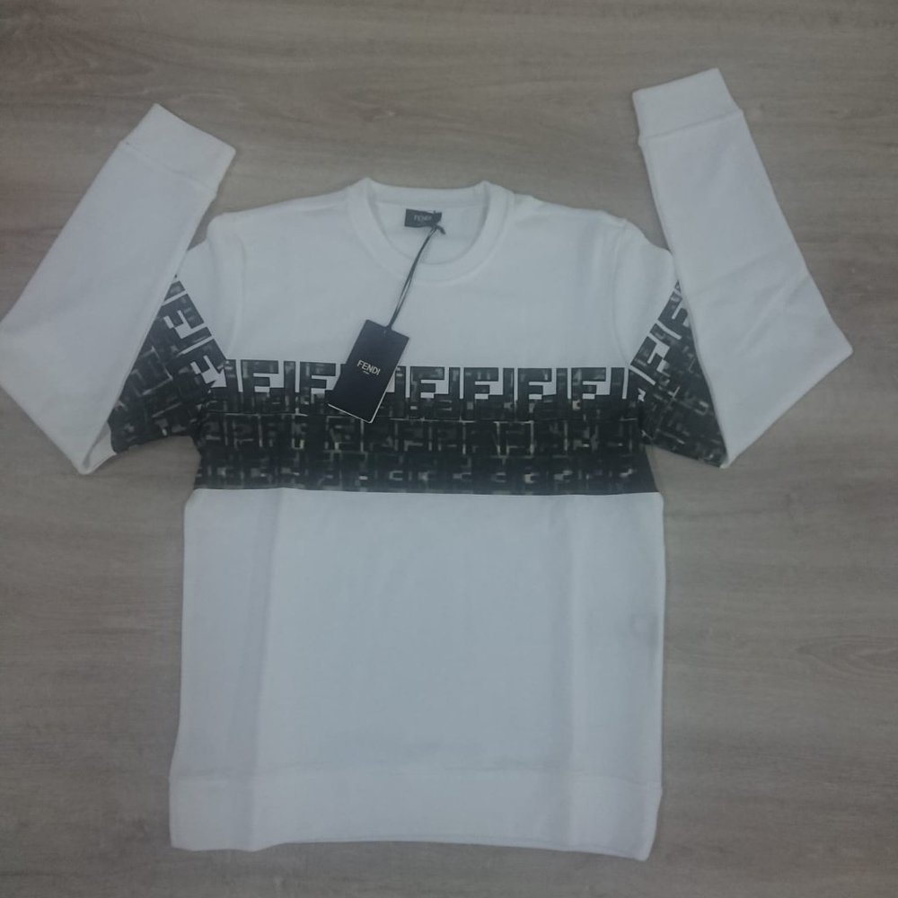 Fendi Men White Monogram Sweatshirt